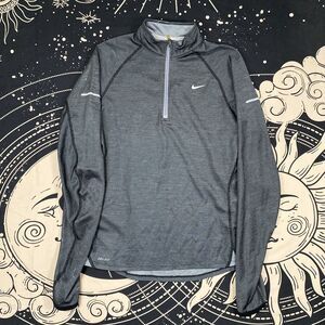 Nike Running Dri Fit Quarter Zip Performance Sweater Womens Medium Gray Gym